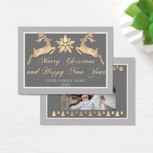 Vrolijk Kerstfeest Gelukkig Nieuwjaar Naam Foto Gr Visitekaartje (Bureau)