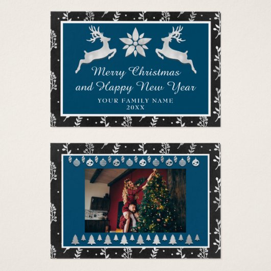 Vrolijk Kerstfeest Gelukkig Nieuwjaar Naam Marine  Visitekaartje (Voorkant /achterkant)