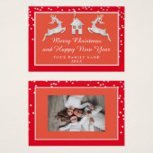 Vrolijk Kerstfeest Gelukkig Nieuwjaar Naam Rood Gr Visitekaartje (Voorkant /achterkant)
