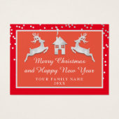 Vrolijk Kerstfeest Gelukkig Nieuwjaar Naam Rood Gr Visitekaartje (Voorkant)