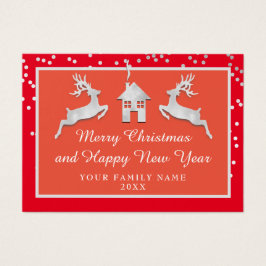 Vrolijk Kerstfeest Gelukkig Nieuwjaar Naam Rood Gr Visitekaartje