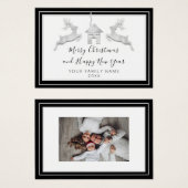 Vrolijk Kerstfeest Gelukkig Nieuwjaar Naam Wit Zwa Visitekaartje (Voorkant /achterkant)