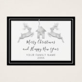 Vrolijk Kerstfeest Gelukkig Nieuwjaar Naam Wit Zwa Visitekaartje (Voorkant)