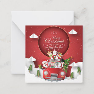 Vrolijk Kerstfeest/Gelukkig Nieuwjaar Notitiekaartje