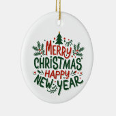 Vrolijk Kerstfeest Gelukkig Nieuwjaar Ornamenten (Rechts)