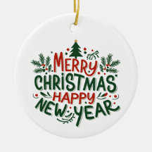 Vrolijk Kerstfeest Gelukkig Nieuwjaar Ornamenten