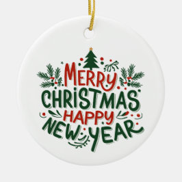 Vrolijk Kerstfeest Gelukkig Nieuwjaar Ornamenten