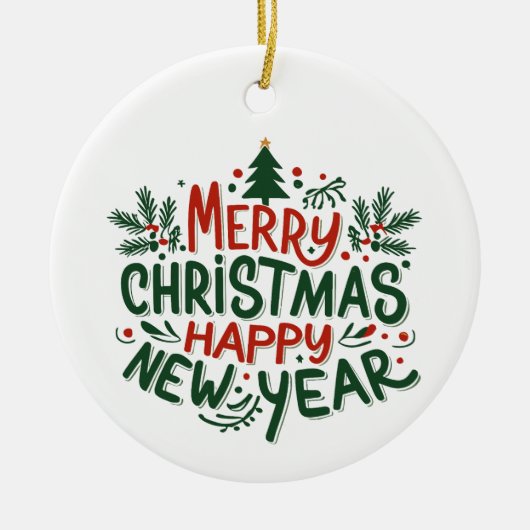 Vrolijk Kerstfeest Gelukkig Nieuwjaar Ornamenten (Voorkant)