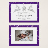 Vrolijk Kerstfeest Gelukkig Nieuwjaar Paars Wit Visitekaartje (Voorkant /achterkant)