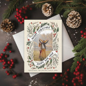 Vrolijk Kerstfeest Gelukkig Nieuwjaar Pine Holly F Feestdagenkaart