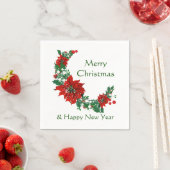 Vrolijk Kerstfeest Gelukkig Nieuwjaar Pointsettia Servet (Insitu)