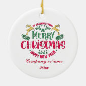 Vrolijk Kerstfeest & Gelukkig Nieuwjaar, Rode Typo Keramisch Ornament (Achterkant)