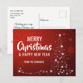 Vrolijk Kerstfeest Gelukkig Nieuwjaar Rode Witte B Feestdagenkaart (Voorkant / Achterkant)