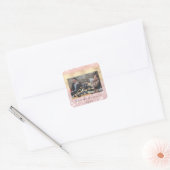 Vrolijk Kerstfeest Gelukkig Nieuwjaar Roze Goud Fo Vierkante Sticker (Envelop)