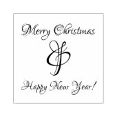Vrolijk Kerstfeest & Gelukkig Nieuwjaar Rubber Sta Rubberstempel (Afrduk)