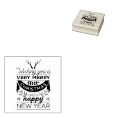  Vrolijk Kerstfeest & Gelukkig Nieuwjaar Rubberstempel (Gestempeld)