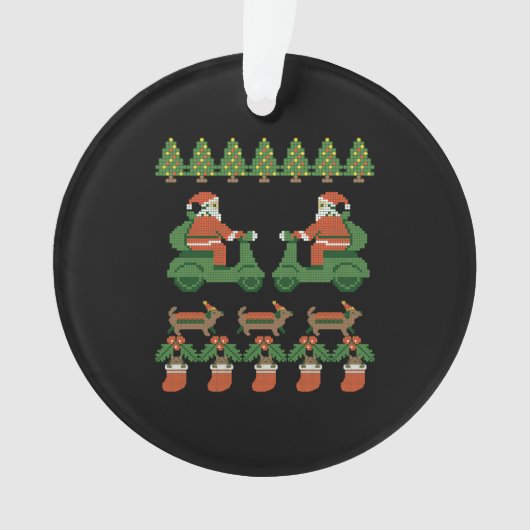 Vrolijk kerstfeest gelukkig nieuwjaar, santa pixel ornament (voorkant)