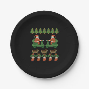 Vrolijk kerstfeest gelukkig nieuwjaar, santa pixel papieren bordje