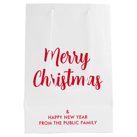 Vrolijk Kerstfeest Gelukkig Nieuwjaar Sjabloon Cus Medium Cadeauzakje (Achterkant)