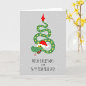 Vrolijk Kerstfeest Gelukkig Nieuwjaar Snake 2025 Kaart (Gele Bloem)