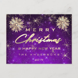 Vrolijk Kerstfeest Gelukkig Nieuwjaar Sneeuw Goud  Briefkaart