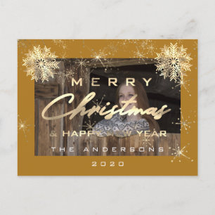 Vrolijk Kerstfeest Gelukkig Nieuwjaar Sneeuwvlokke Briefkaart