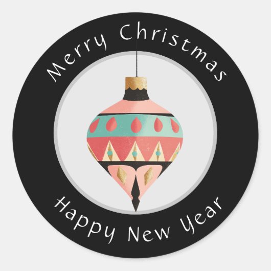 Vrolijk Kerstfeest & Gelukkig Nieuwjaar Sticker (Voorkant)