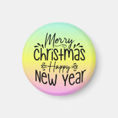 Vrolijk Kerstfeest Gelukkig Nieuwjaar T-shirt Magneet (Voorkant)