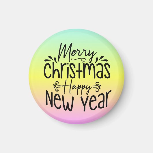 Vrolijk Kerstfeest Gelukkig Nieuwjaar T-shirt Magneet (Voorkant)