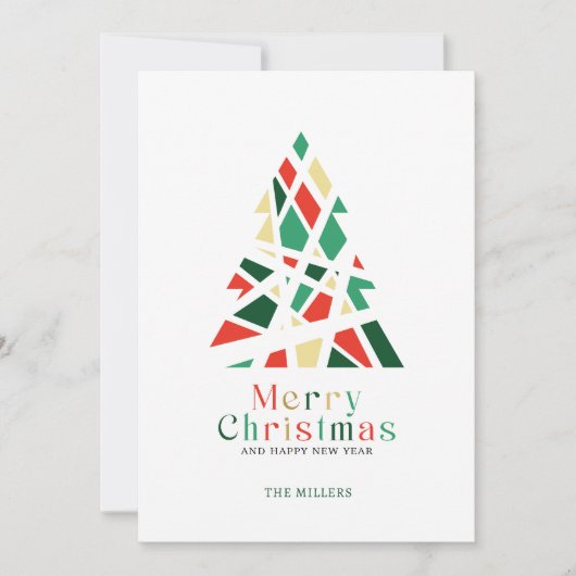 Vrolijk Kerstfeest Gelukkig Nieuwjaar Tree wenskaa Kaart (Voorkant)