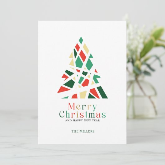 Vrolijk Kerstfeest Gelukkig Nieuwjaar Tree wenskaa Kaart (Staand voorkant)