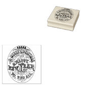 Vrolijk Kerstfeest Gelukkig Nieuwjaar  Typografie Rubberstempel (Gestempeld)