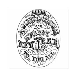 Vrolijk Kerstfeest Gelukkig Nieuwjaar  Typografie Rubberstempel