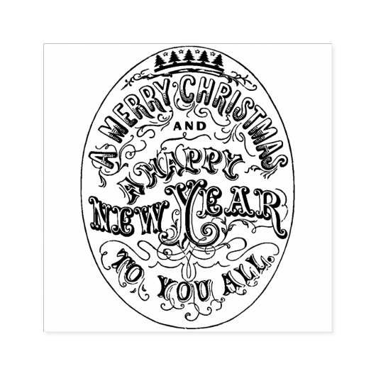 Vrolijk Kerstfeest Gelukkig Nieuwjaar  Typografie Rubberstempel (Afrduk)