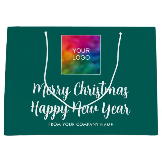 Vrolijk Kerstfeest Gelukkig Nieuwjaar Uw Logo hier Groot Cadeauzakje (Voorkant)