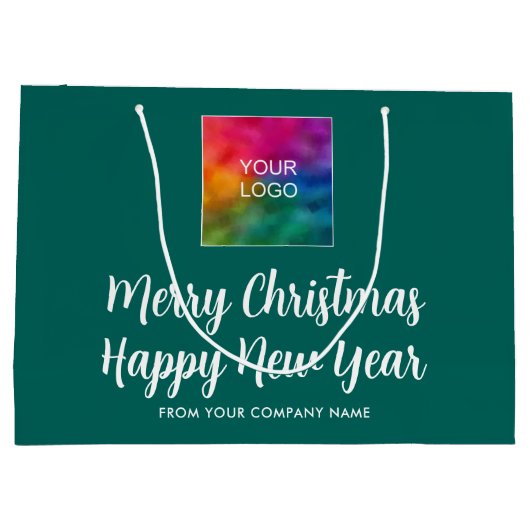 Vrolijk Kerstfeest Gelukkig Nieuwjaar Uw Logo hier Groot Cadeauzakje (Achterkant)