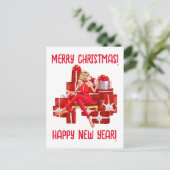 vrolijk kerstfeest. Gelukkig Nieuwjaar. Vrouwen Mo Briefkaart (Staand voorkant)