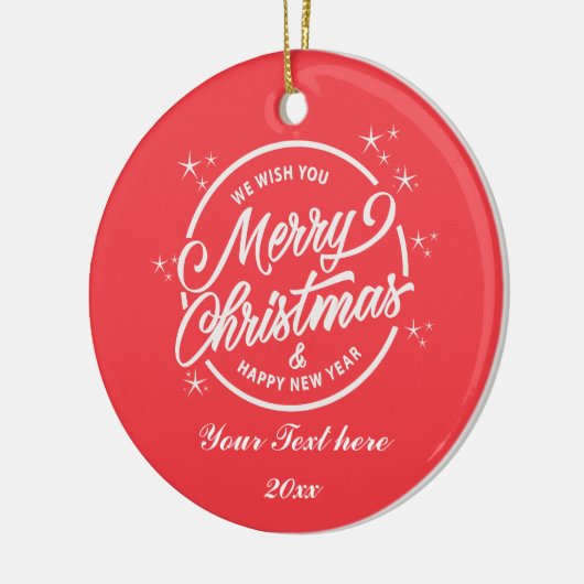 Vrolijk Kerstfeest & Gelukkig Nieuwjaar, Witte Typ Keramisch Ornament (Links)