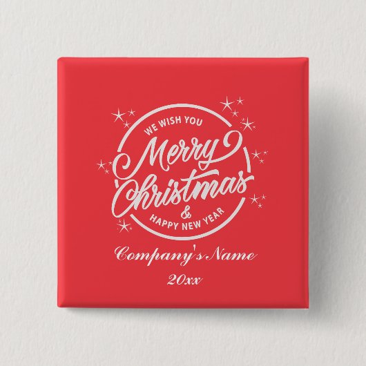 Vrolijk Kerstfeest & Gelukkig Nieuwjaar, Witte Typ Vierkante Button 5,1 Cm (Voorkant)