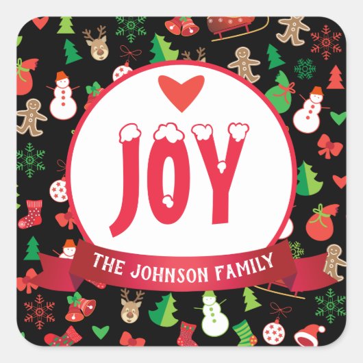 Vrolijk Kerstfeest & Gelukkig Nieuwjaar! XMAS Wens Vierkante Sticker (Voorkant)