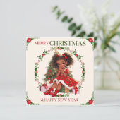 Vrolijk Kerstfeest & Gelukkig Nieuwjaar Zwart Meis (Staand voorkant)