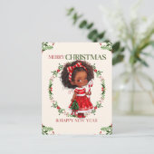 Vrolijk Kerstfeest & Gelukkig Nieuwjaar Zwart Meis Feestdagenkaart (Staand voorkant)