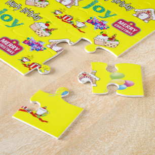 Vrolijk Kerstfeest Gelukkige Verjaardag Jigsaw Puz Legpuzzel