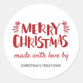 Vrolijk kerstfeest gemaakt met liefde Klassieke Ro Ronde Sticker (Voorkant)
