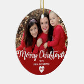 Vrolijk Kerstfeest Gepersonaliseerd 2017 Foto Orna Keramisch Ornament (Rechts)