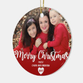 Vrolijk Kerstfeest Gepersonaliseerd 2017 Foto Orna Keramisch Ornament (Links)
