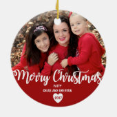 Vrolijk Kerstfeest Gepersonaliseerd 2017 Foto Orna Keramisch Ornament (Achterkant)