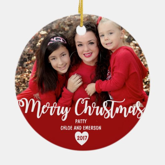 Vrolijk Kerstfeest Gepersonaliseerd 2017 Foto Orna Keramisch Ornament (Achterkant)