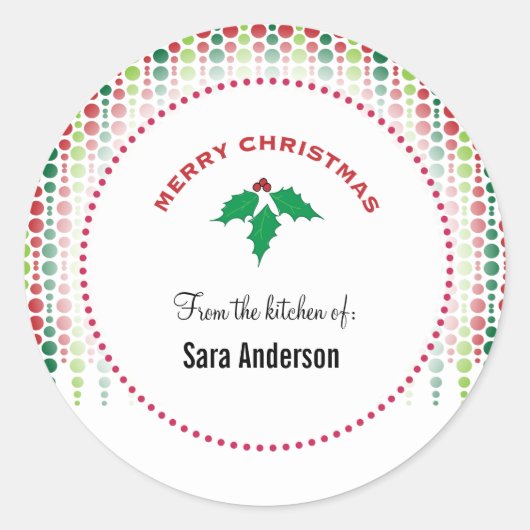 Vrolijk kerstfeest, gepersonaliseerd bakken ronde sticker (Voorkant)