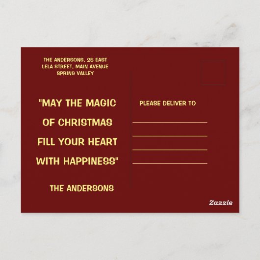 "Vrolijk kerstfeest" gepersonaliseerd Briefkaart (Achterkant)